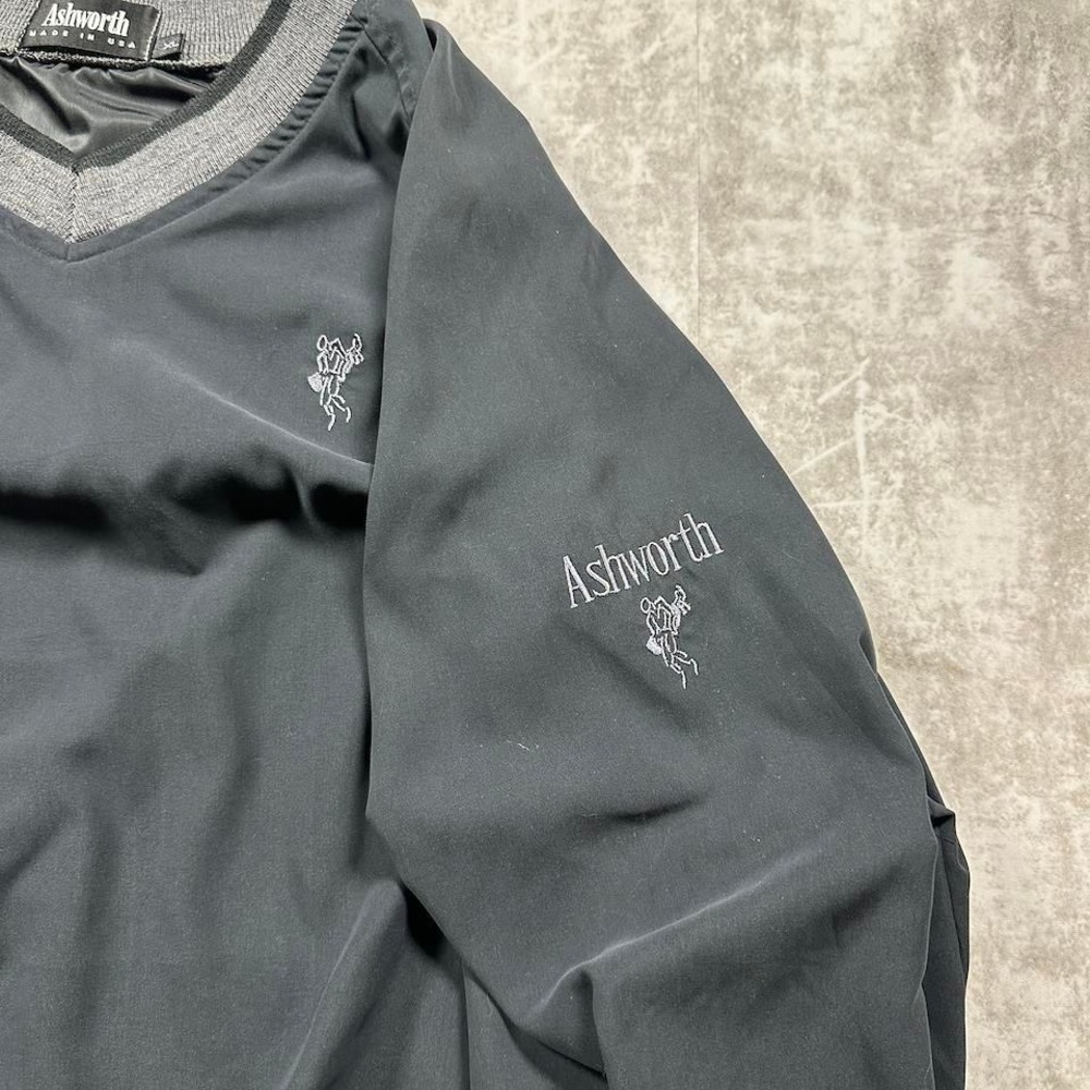 Vintage 90s Ashworth Golf Windbreaker Made in USA Men XL Black V-Neck Pullover - Picture 4 of 7